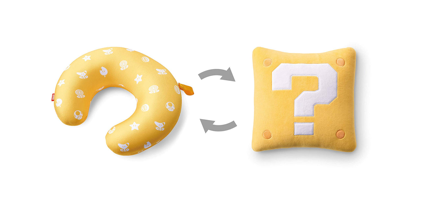 NINTENDO Super Mario Travel Reversible Neck Pillow Question Block- Japan Figure Store - #1 Bring To You The Best Japanese Goods