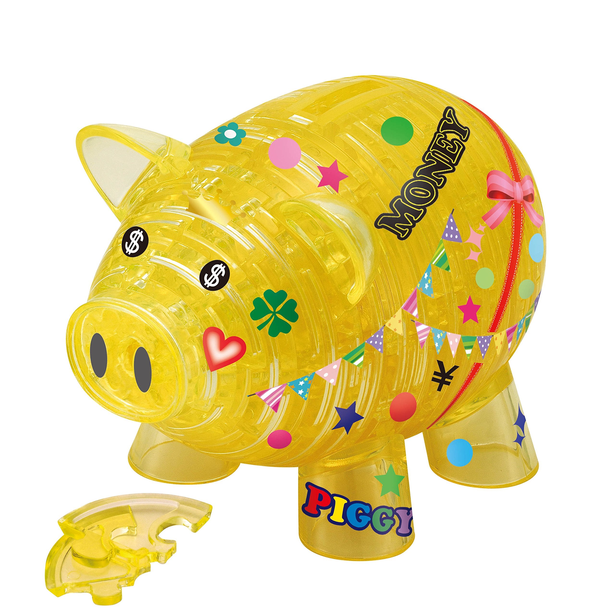 Beverly Crystal 3D Puzzle 486374 Piggy Bank Yellow (93 Pieces) 3D Piggy Bank Puzzle- Japan Figure Store - #1 Bring To You The Best Japanese Goods