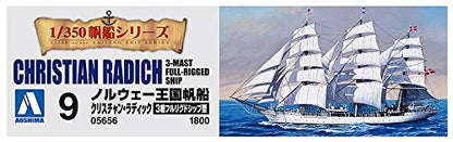 Aoshima 1/350 Scale Sailing Ship Christian Radich Plastic Model Kit
