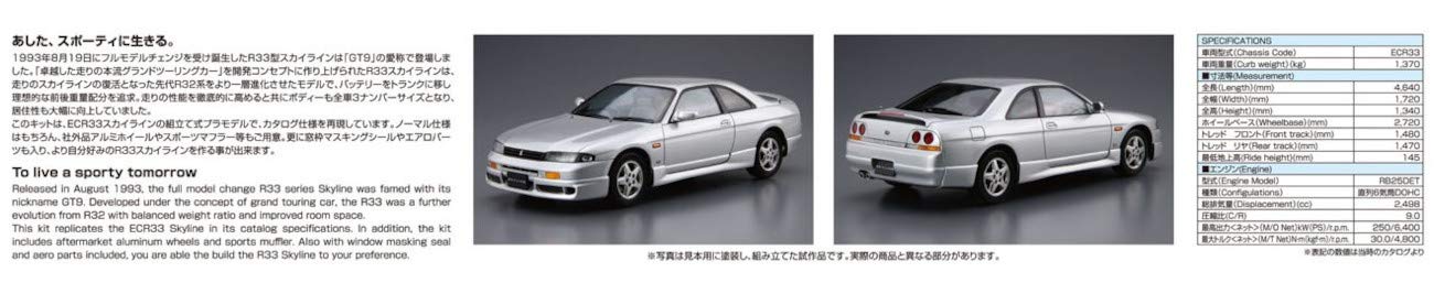 AOSHIMA The Model Car 1/24 Nissan Ecr33 Skyline Gts25T Type M '94 Plastic Model- Japan Figure Store - #1 Bring To You The Best Japanese Goods