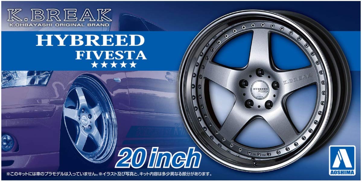 AOSHIMA The Tuned Car 1/24 K-Break Hybreed Fivesta 20-Inch Tire & Wheel Set- Japan Figure Store - #1 Bring To You The Best Japanese Goods
