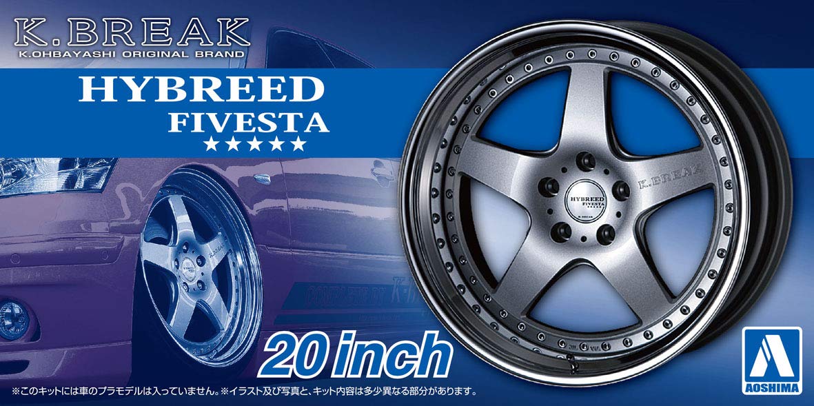 AOSHIMA The Tuned Car 1/24 K-Break Hybreed Fivesta 20-Inch Tire & Wheel Set- Japan Figure Store - #1 Bring To You The Best Japanese Goods