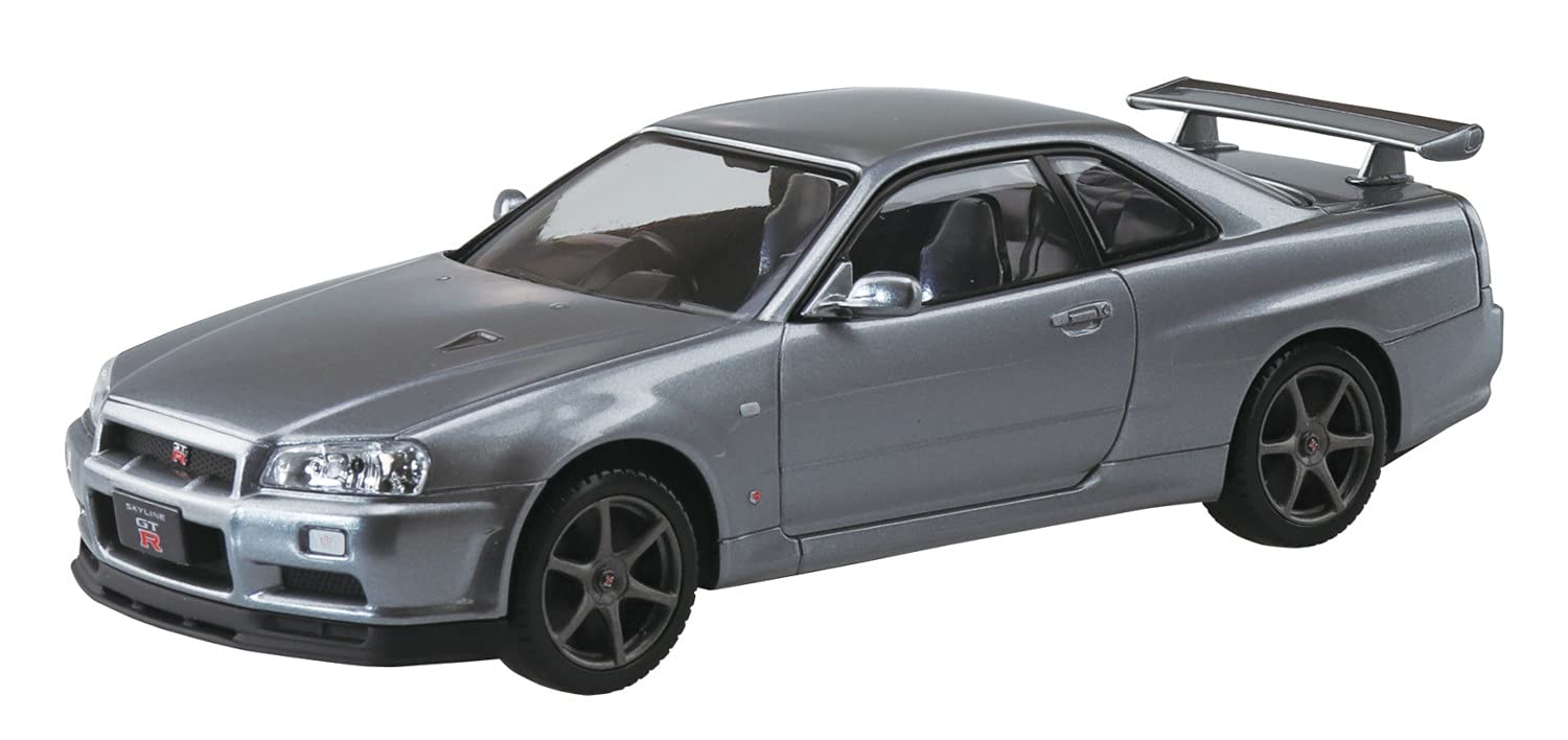AOSHIMA The Snap Kit No.11-E 1/32 Nissan R34 Skyline Gt-R Nur Sparkling Silver Plastic Model- Japan Figure Store - #1 Bring To You The Best Japanese Goods