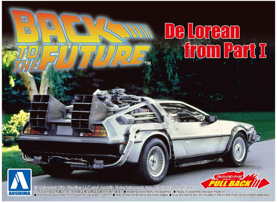AOSHIMA Back To The Future 1/43 Pull Back Delorean Part I Plastic Model- Japan Figure Store - #1 Bring To You The Best Japanese Goods