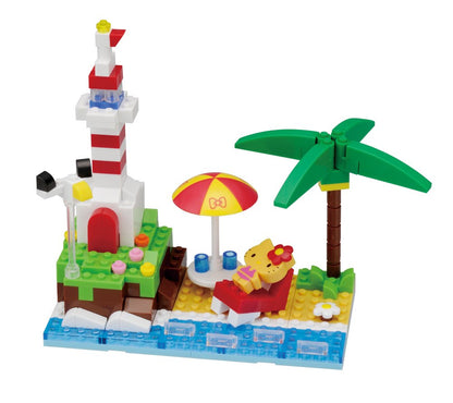 KAWADA Pk-006 Nanoblock Plus Sanrio Hello Kitty Beach With A Lighthouse- Japan Figure Store - #1 Bring To You The Best Japanese Goods
