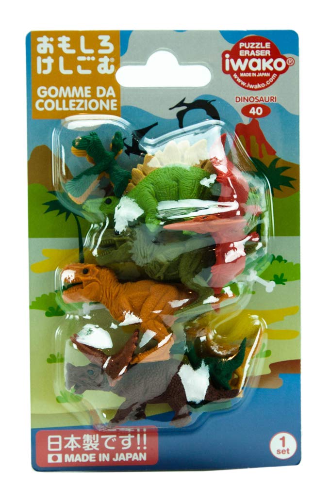 Iwako Japan Funny Dinosaur Eraser Set In Blister Pack- Japan Figure Store - #1 Bring To You The Best Japanese Goods