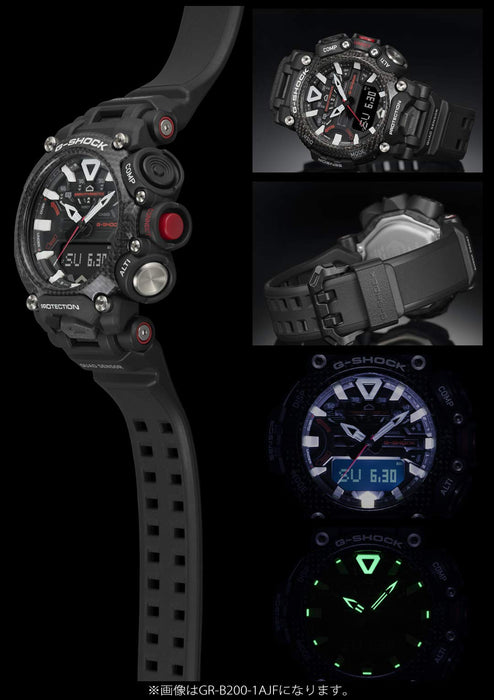 Casio G-Shock Men's Black Gravitymaster Watch Bluetooth Carbon Core Guard GR-B200-1AJF- Japan Figure Store - #1 Bring To You The Best Japanese Goods