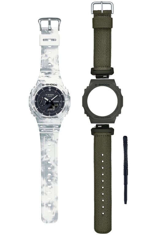 G-Shock Men's White Watch Gae-2100Gc-7Ajr Genuine Casio with Grunge Snow Camouflage Box Set- Japan Figure Store - #1 Bring To You The Best Japanese Goods