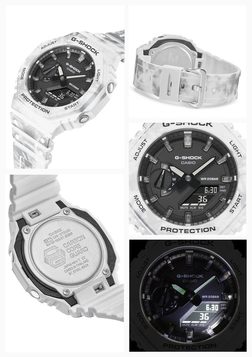 G-Shock Men's White Watch Gae-2100Gc-7Ajr Genuine Casio with Grunge Snow Camouflage Box Set- Japan Figure Store - #1 Bring To You The Best Japanese Goods
