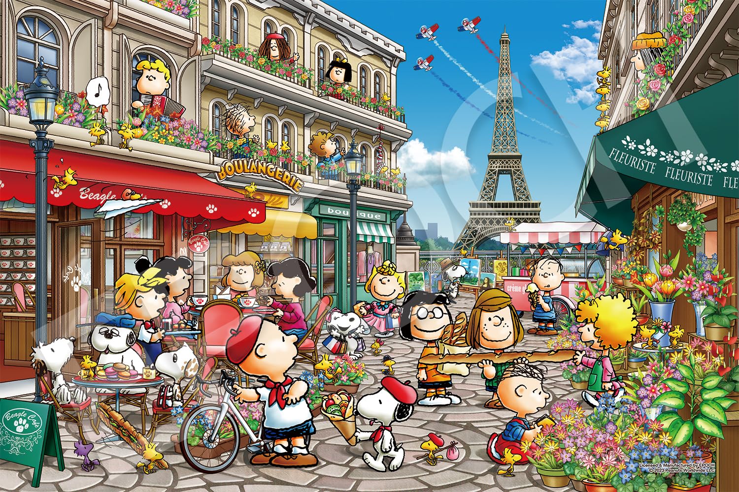Epoch 1000pc Snoopy In Paris Jigsaw Puzzle 50x75cm 12-610S w/Glue Spatula & Score Ticket- Japan Figure Store - #1 Bring To You The Best Japanese Goods