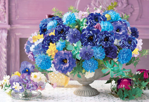 Epoch 1053 Piece Mini Jigsaw Puzzle with Glue Spatula and Score Ticket - Garden Flower Blue 26x38cm- Japan Figure Store - #1 Bring To You The Best Japanese Goods