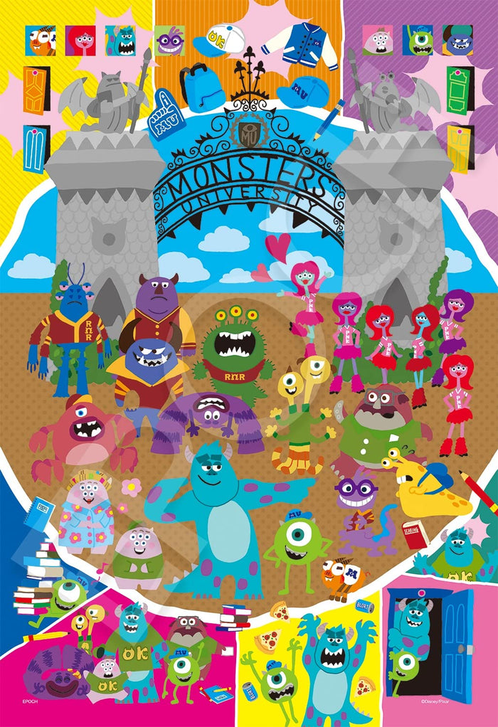 Epoch 300pc Disney Monsters Univ On Campus Jigsaw Puzzle 73-311 w/Glue Spatula & Sticker- Japan Figure Store - #1 Bring To You The Best Japanese Goods