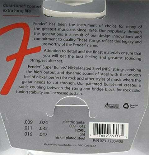 Fender Super Bullets Electric Guitar String 009-042 3250 Light 6 Pieces 1 Set- Japan Figure Store - #1 Bring To You The Best Japanese Goods