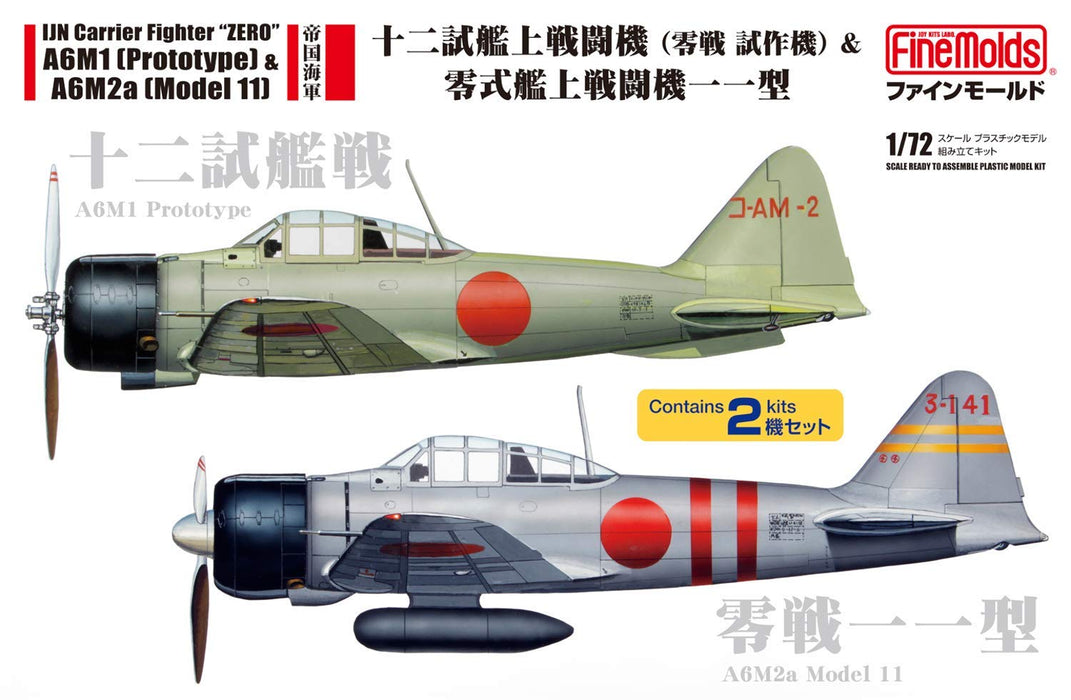 FINE MOLDS Fp34 Ijn 12-Shi Carrier-Based Fighter & Zero Fighter Model 11 2P Set 1/72 Scale Kit- Japan Figure Store - #1 Bring To You The Best Japanese Goods