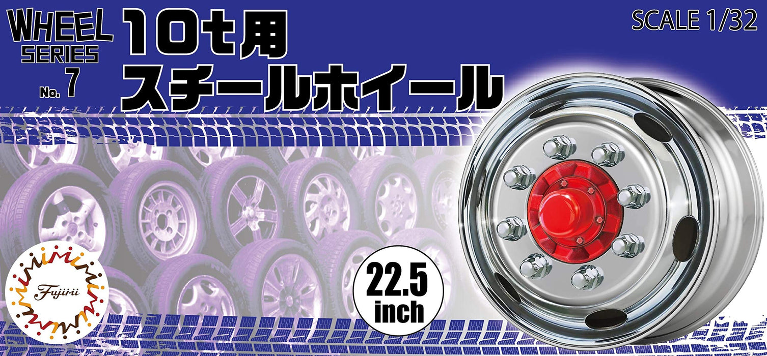 Fujimi 193489 W-7 1/24 Scale 10T Steel Wheel 22.5 Inch Wheel & Tire Set Plastic Model Parts- Japan Figure Store - #1 Bring To You The Best Japanese Goods