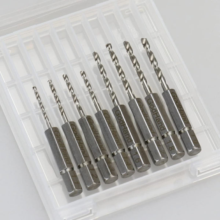 Godhand Quick Drill Bit (C) 8-Piece Set (1.1 / 1.2 / 1.3 / 1.4 / 1.6 / 1.7 / 1.8 / 1.9Mm) Gh-Dbq-8C Hex Axis Dedicated Drill Plastic Model Tool Blue- Japan Figure Store - #1 Bring To You The Best Japanese Goods