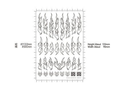 HIQPARTS Fire Tribal Decals Outline White- Japan Figure Store - #1 Bring To You The Best Japanese Goods