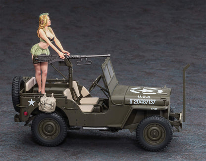 HASEGAWA Sp483 1/24 1/4 Ton 4X4 Truck Equipped With 50 Caliber M2 Machine Gun Blonde Girls Figure Plastic Model- Japan Figure Store - #1 Bring To You The Best Japanese Goods