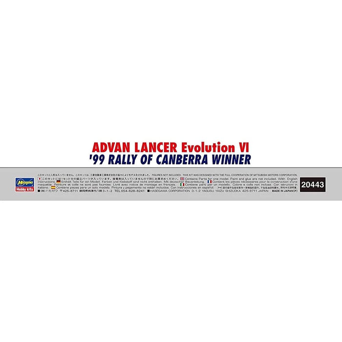 HASEGAWA 20443 Advan Lancer Evolution Vi 99 Rally Of Canberra Winner 1/24 Scale Kit- Japan Figure Store - #1 Bring To You The Best Japanese Goods