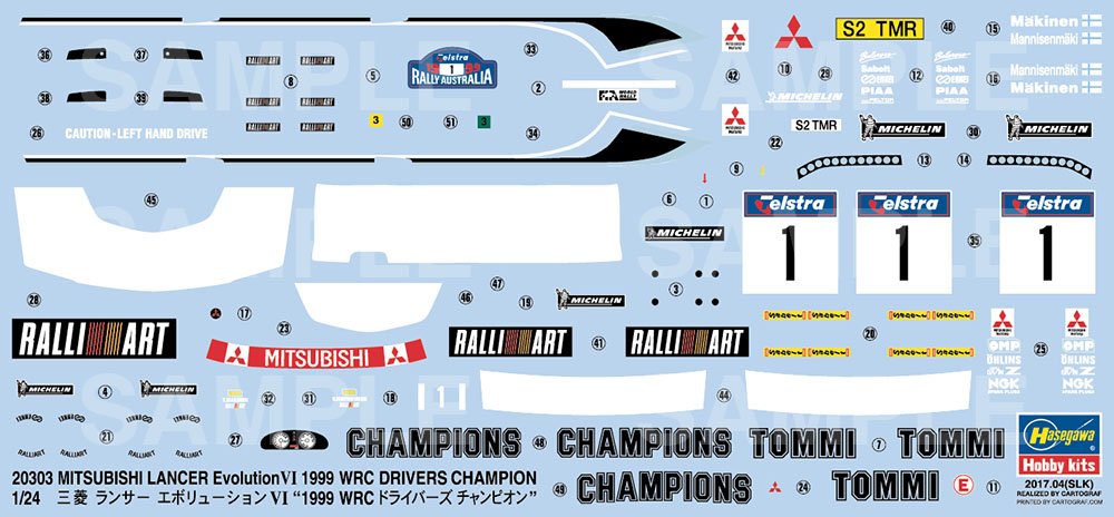 Hasegawa 20303 Mitsubishi Lancer Evolution VI 1999 Wrc Drivers Champion 1/24 Racing Car Model- Japan Figure Store - #1 Bring To You The Best Japanese Goods