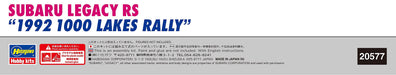 HASEGAWA 1/24 Subaru Legacy Rs '1992 1000 Lakes Rally' Plastic Model- Japan Figure Store - #1 Bring To You The Best Japanese Goods