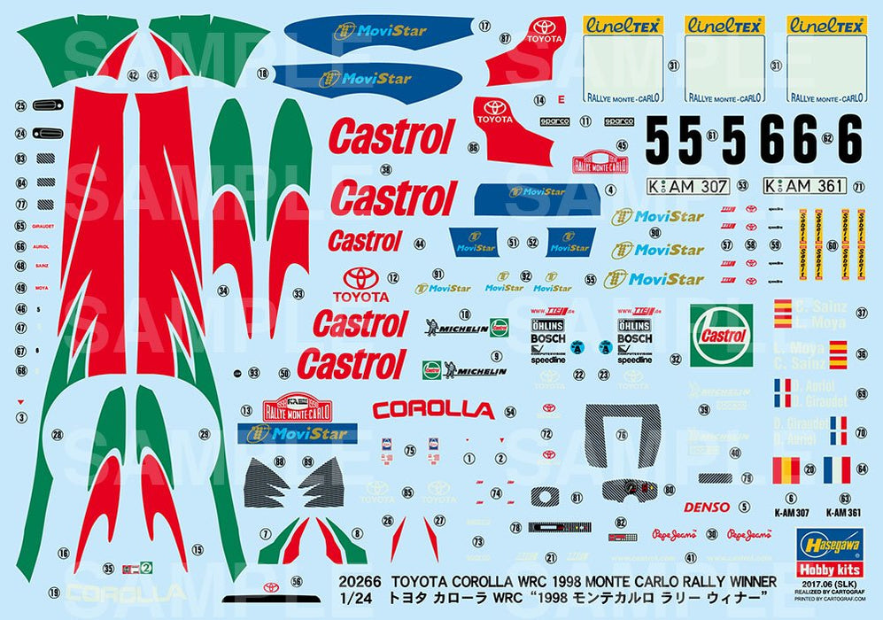 Hasegawa 20266 Toyota Corolla Wrc 1998 Monte-Carlo Rally Winner 1/24 Scale Racing Car- Japan Figure Store - #1 Bring To You The Best Japanese Goods
