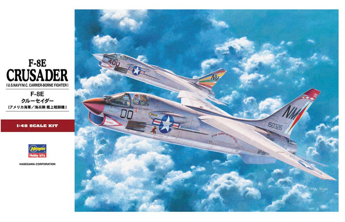 HASEGAWA 1/48 F-8E Crusader U.S. Navy/M.C. Carrier-Borne Fighter Plastic Model- Japan Figure Store - #1 Bring To You The Best Japanese Goods