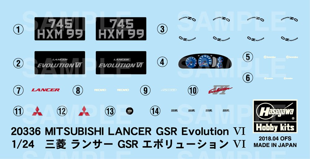 HASEGAWA 20336 Mitsubishi Lancer Gsr Evolution 6 1/24 Scale Kit- Japan Figure Store - #1 Bring To You The Best Japanese Goods