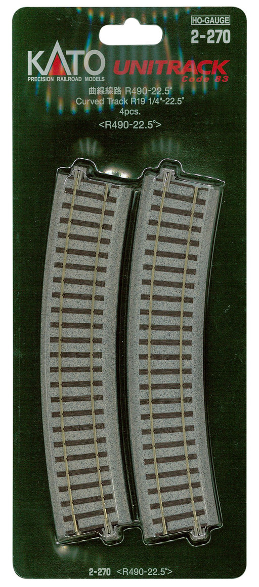 Kato Ho Gauge R490-22.5° Curved 4-Piece Track Set - 2-270 Model Railroad Supplies- Japan Figure Store - #1 Bring To You The Best Japanese Goods