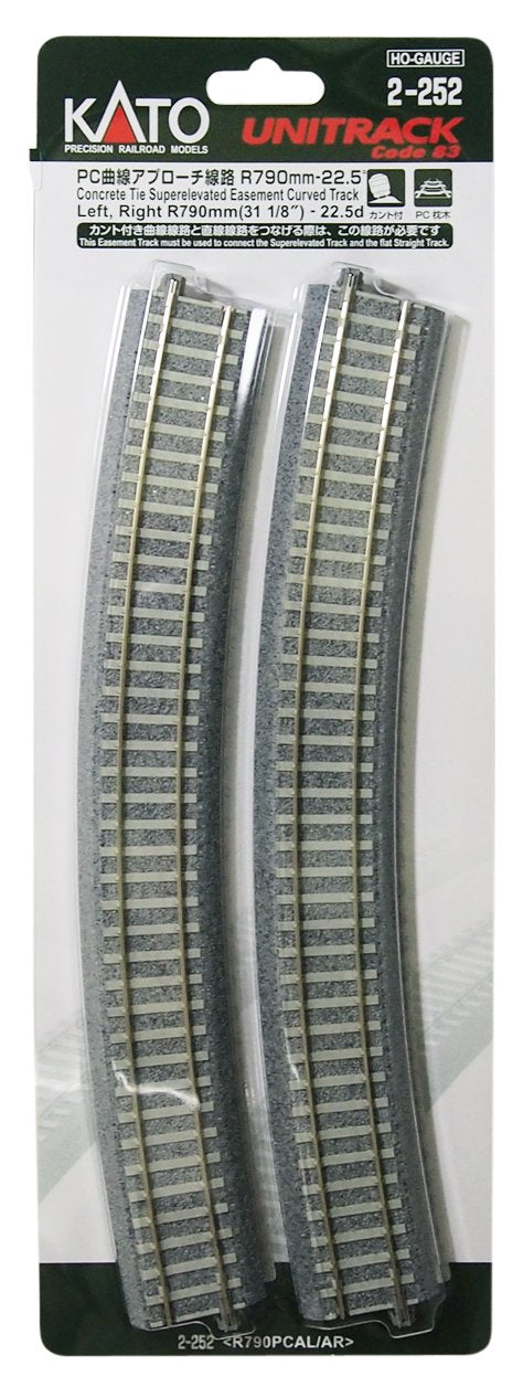 Kato Ho Gauge Curved Approach Track R790-22.5° 2-252 Railway Model 2 Pieces Each Side- Japan Figure Store - #1 Bring To You The Best Japanese Goods