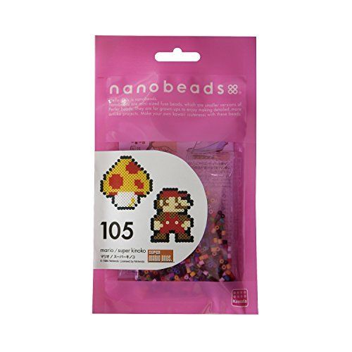 Kawada Nano Beads 105 Super Mario Bros. Mario / Super Mushroom Perler Beads Kit- Japan Figure Store - #1 Bring To You The Best Japanese Goods