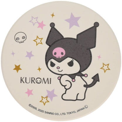 Kinsei Pottery Sanrio (Sanrio) Kuromi Stars Ceramic Water Absorption Coaster 9Cm 315516 White- Japan Figure Store - #1 Bring To You The Best Japanese Goods