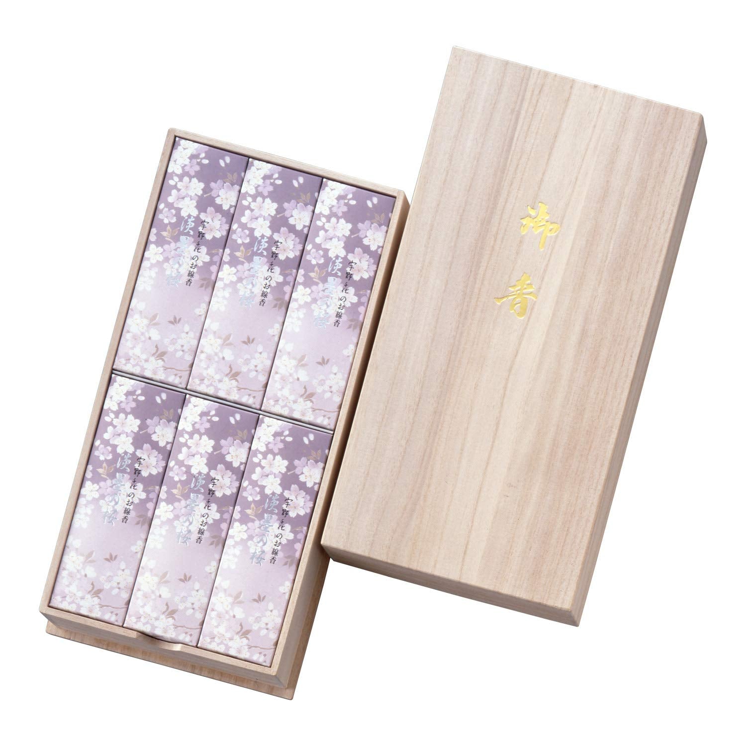 Nippon Kodo Chiyo Uno Japanese Incense Light Ink Cherry Blossom Paulownia Box 60G X 6 Gift Pack- Japan Figure Store - #1 Bring To You The Best Japanese Goods