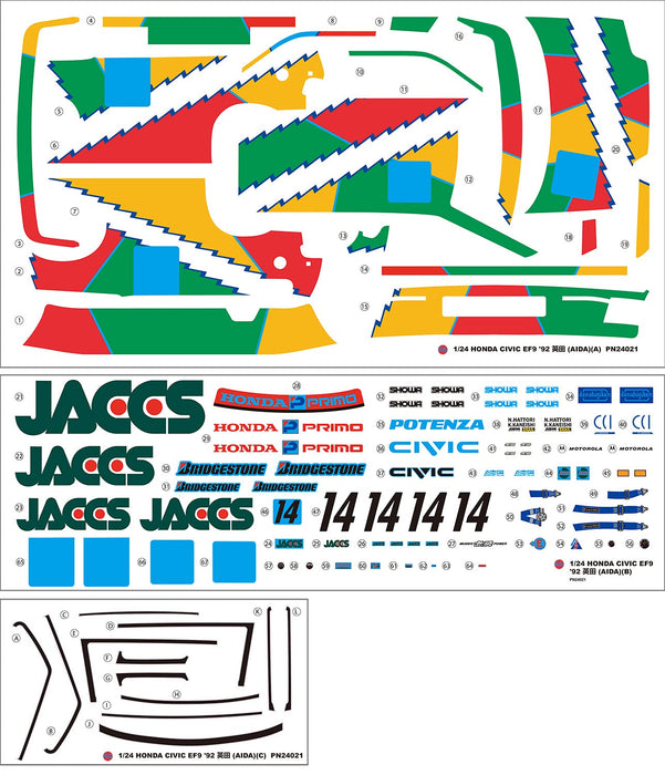 Platz Racing Series 1/24 Honda Civic Ef-9 1992 Ti Circuit Aida Scale Car Toy Model Kit- Japan Figure Store - #1 Bring To You The Best Japanese Goods