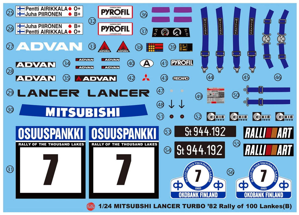 Platz Pn24018 Nunu Racing Series Mitsubishi Lancer Turbo 82 Rally Of 1000 Lakes 1/24 Plastic Model- Japan Figure Store - #1 Bring To You The Best Japanese Goods