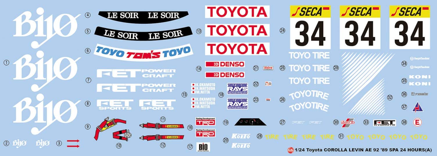 PLATZ Nunu Racing Series Toyota Corolla Levin Ae92 '89 Spa 24 Hour 1/24 Scale Kit- Japan Figure Store - #1 Bring To You The Best Japanese Goods