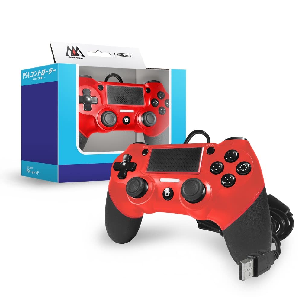Three Arrow Ps4 Wired Controller Red- Japan Figure Store - #1 Bring To You The Best Japanese Goods