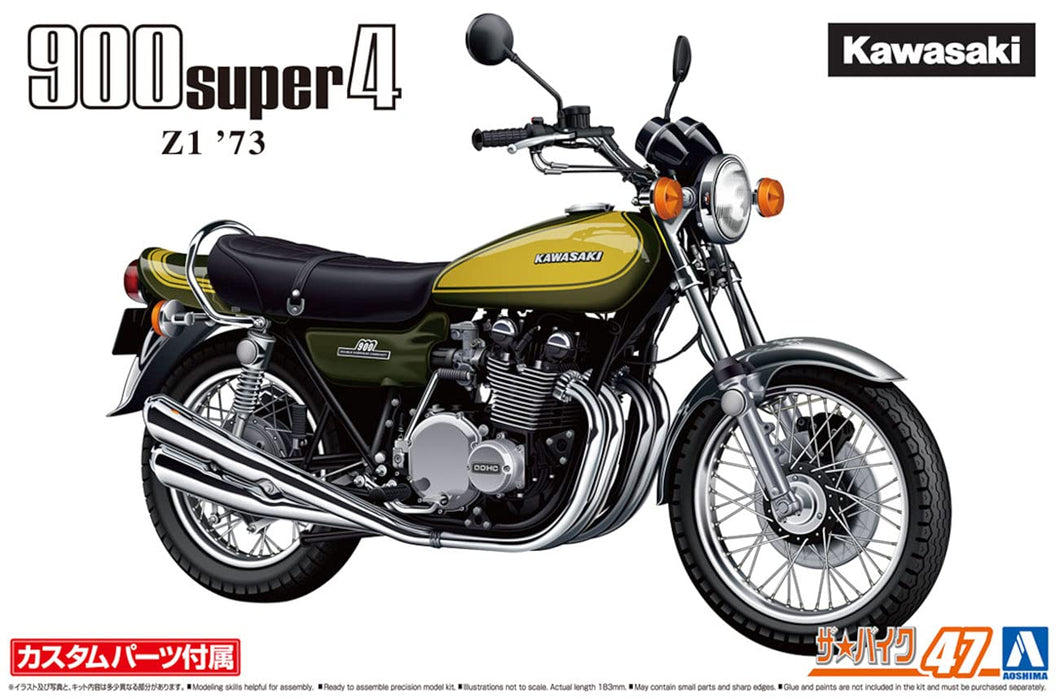 AOSHIMA - The Bike 1/12 Kawasaki Z1 900 Super4 '73 W/ Custom Parts Plastic Model- Japan Figure Store - #1 Bring To You The Best Japanese Goods