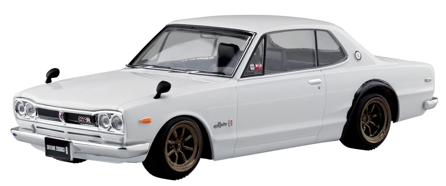 AOSHIMA The Snap Kit 1/32 Nissan Skyline 2000Gt-R Custom Wheel White Plastic Model- Japan Figure Store - #1 Bring To You The Best Japanese Goods