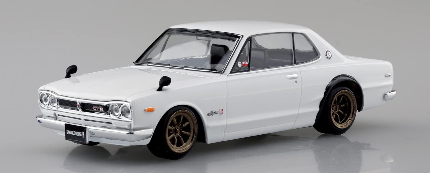 AOSHIMA The Snap Kit 1/32 Nissan Skyline 2000Gt-R Custom Wheel White Plastic Model- Japan Figure Store - #1 Bring To You The Best Japanese Goods