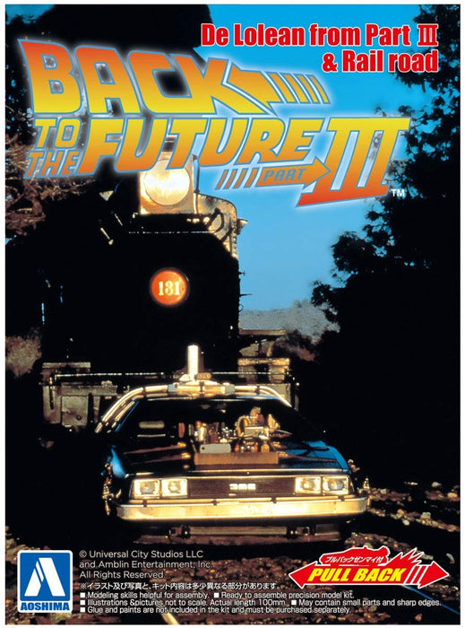 AOSHIMA Back To The Future 1/43 Pull Back Delorean Part Iii & Railroad Plastic Model- Japan Figure Store - #1 Bring To You The Best Japanese Goods