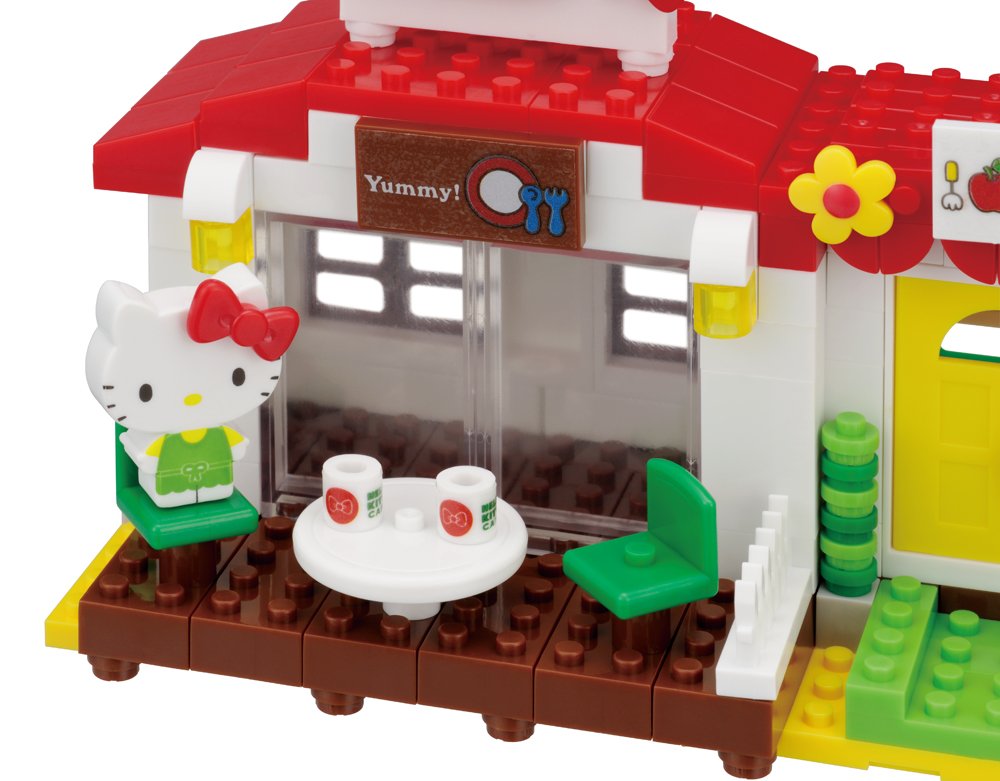 KAWADA Pk-005 Nanoblock Plus Sanrio Hello Kitty Garden Restaurant With Terrace- Japan Figure Store - #1 Bring To You The Best Japanese Goods