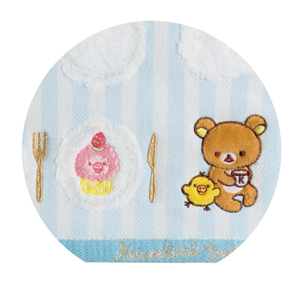 San-X Rilakkuma Blue Mini Towel with Kiiroitori Muffin Cafe Design - Cm16401- Japan Figure Store - #1 Bring To You The Best Japanese Goods