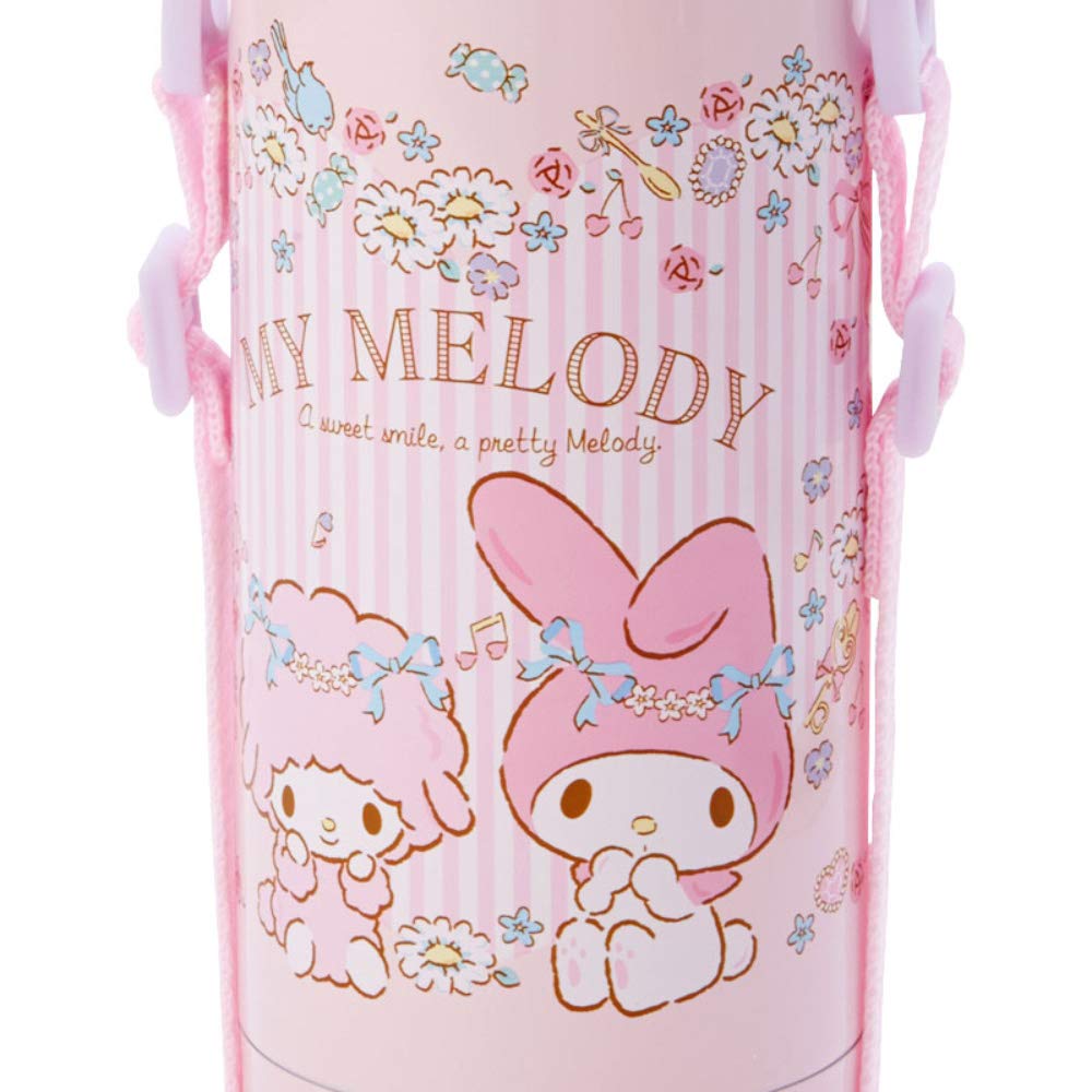 Sanrio Children&S Water Bottle 380Ml Direct Drink With One-Touch Cup 2Way Stainless Steel Bottle My Melody My Melody (Ballet) Heat Insulation Cold Insulation With Shoulder String Girl Character Sanrio- Japan Figure Store - #1 Bring To You The Best Japanese Goods