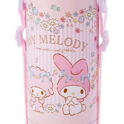 Sanrio Children&S Water Bottle 380Ml Direct Drink With One-Touch Cup 2Way Stainless Steel Bottle My Melody My Melody (Ballet) Heat Insulation Cold Insulation With Shoulder String Girl Character Sanrio- Japan Figure Store - #1 Bring To You The Best Japanese Goods