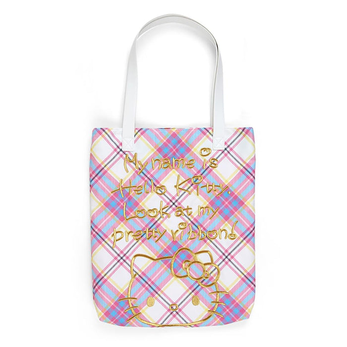 Sanrio Hello Kitty Tartan Dress Design Tote Bag Size 38x35x5cm - Character Series- Japan Figure Store - #1 Bring To You The Best Japanese Goods