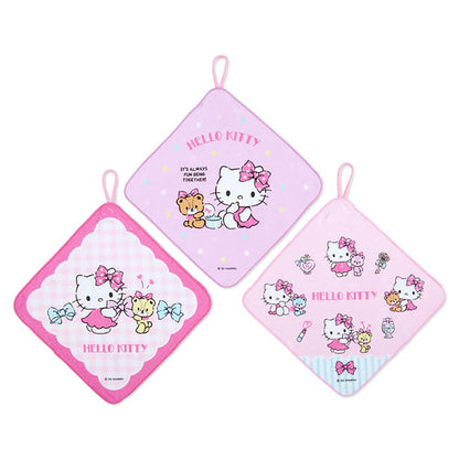 SANRIO Hand Towel With Loop Set 3 Pcs Hello Kitty- Japan Figure Store - #1 Bring To You The Best Japanese Goods