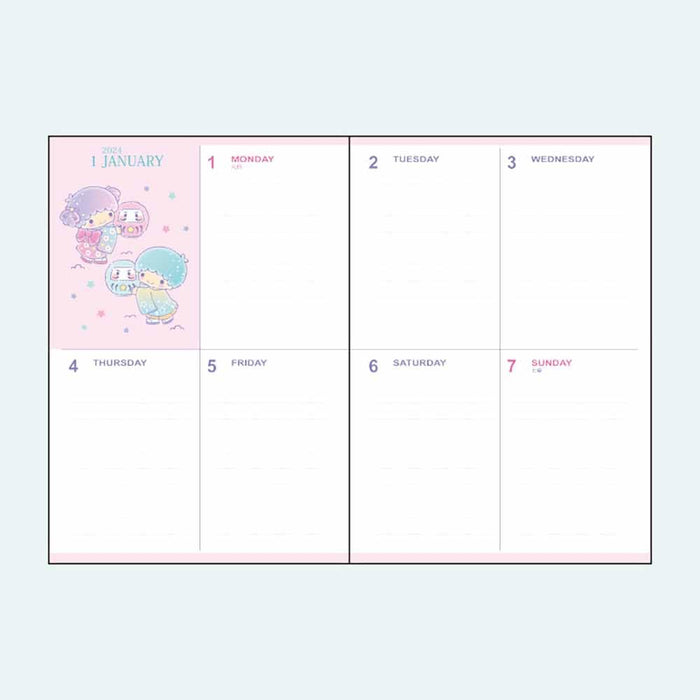 Sanrio Little Twin Stars B6 Block Type Diary 2024 Japan 704016- Japan Figure Store - #1 Bring To You The Best Japanese Goods