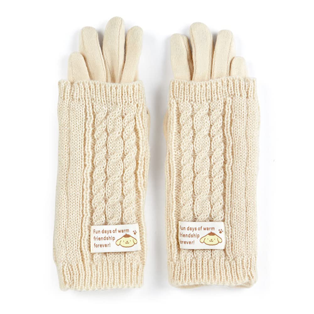 SANRIO 3Way Smartphone Gloves With Knit Cover Pom Pom Purin- Japan Figure Store - #1 Bring To You The Best Japanese Goods