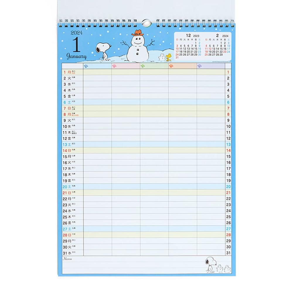 Sanrio Snoopy Family Calendar 2024 Japan - 702170- Japan Figure Store - #1 Bring To You The Best Japanese Goods